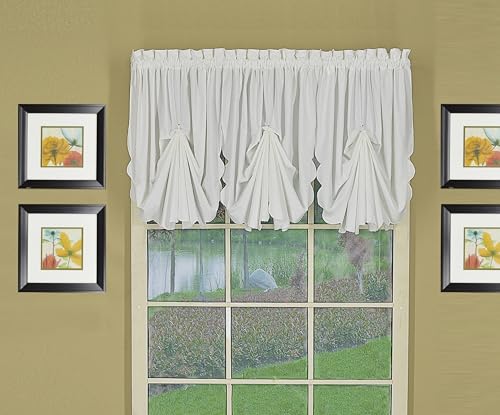 Today's Curtain, Orleans Scallop Curtain, White Fan Insert, 30" W x 40" L, White - color: White, size: 30"W x 40"L (Pack of 1)