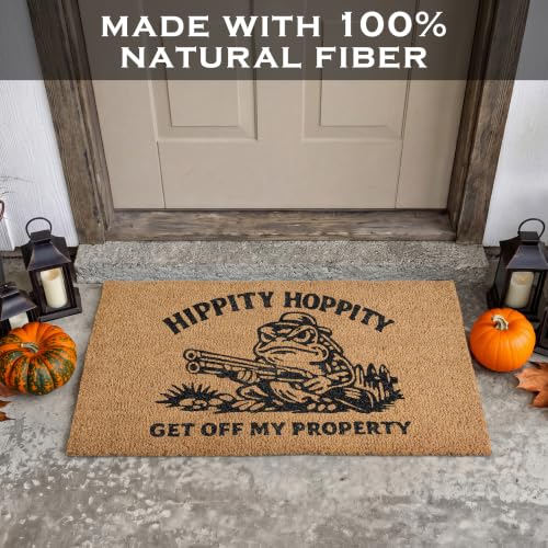 Hippity Hoppity Get Off My Property Door Mat 30x17 Inch, Frog Welcome Mat