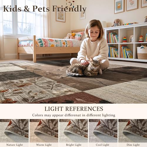 6'x9' Brown Patchwork Geometric Area Rug - color: Brown, size: 6' x 9' (Rectangular)