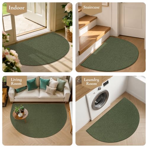 Dirt Trapper Door Mat 24" x 36", Non-Slip, Half Circle, Green - color: Green, size: 24" x 36"(Semicircular)