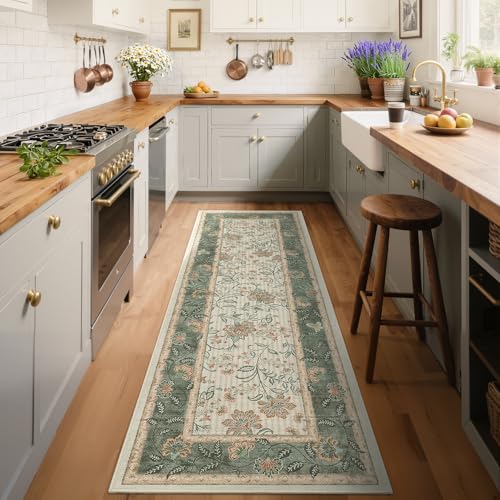 GarveeHome 2x6 Washable Runner Rug Sage Green Christmas Kitchen Runner - color: Sage Green, size: 2' x 6' (Rectangular)