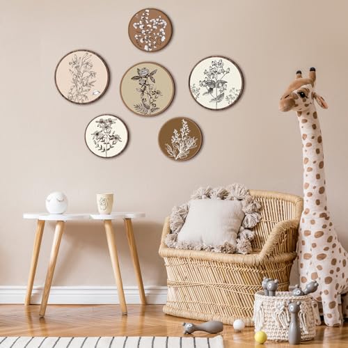 Barydat 6 Pcs Boho Wooden Plant Wall Art Decor,Vivid Round,8 Inch, 10 Inch - color: Vivid Round