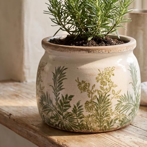 Cottagecore Ceramic Vase & Planter, flower pots for indoor plants - color: Cottage Fern, size: 6.3 in