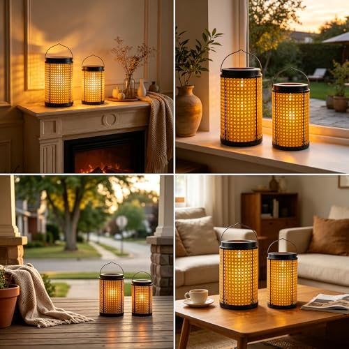 Decorative Candle Lanterns Farmhouse Table Decor 2PS Waterproof Handcrafted - size: decorative Lanterns