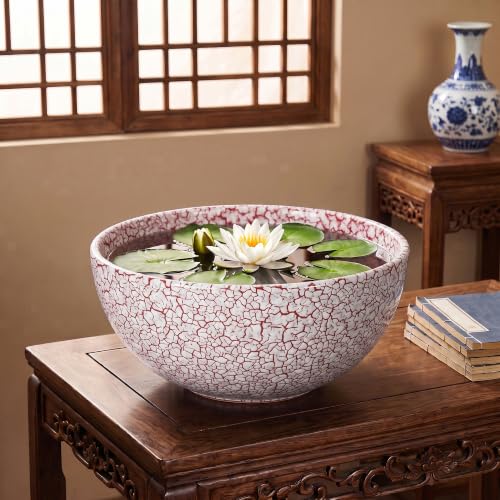 Succulent Pots 12 Inch, Ceramic Bonsai Planter, Texture Red - color: Texture Red-1, size: 12 Inch