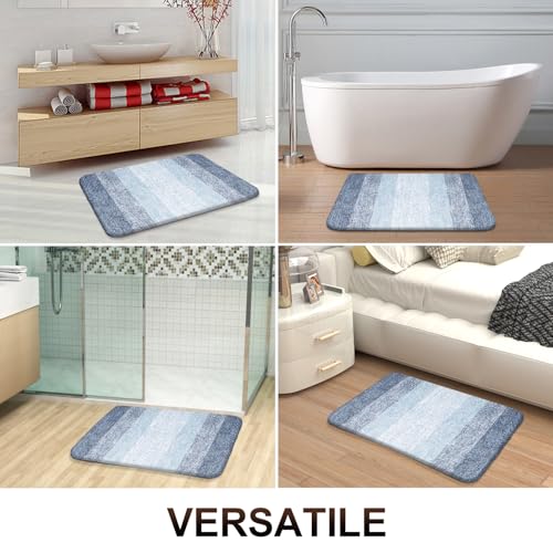OLANLY Small Bathroom Rugs 24x16, Extra Soft Absorbent Microfiber Bath Rugs - color: Blue, size: 24" X 16"