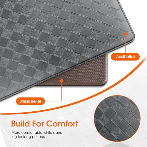 TranquilRelax 2-Piece Kitchen Mats, Cushioned Non-Slip Floor Mats, Grey - color: Grey, size: 2-Piece | 30"+59" | Standard