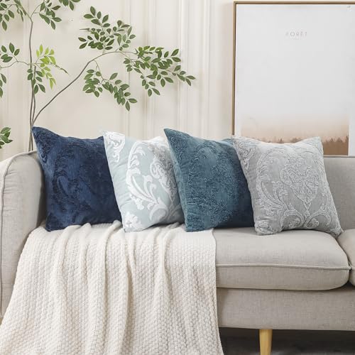 HPUK Embroidered Throw Pillow Covers 18x18 Inch, Boho Damask, Set of 2 - color: Grey-damask