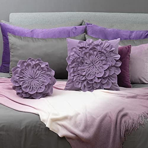 OiseauVoler 3D Flower Throw Pillow Covers 18 x 18 Inch Purple - color: Purple