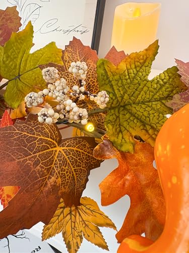 6ft Pumpkin Maple Leaf & Berries Fall Garland with Light String