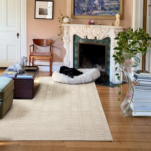 Revival Rugs Shell 5'x8' Area Rugs - Washable, Medium Pile, Beige, Cream - color: Beige/Cream, size: 5'3" x 7'10" (Rectangular)
