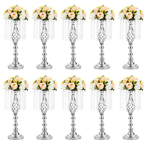 NUPTIO Silver Centerpiece for Wedding Table, 19.3" Tall, 10 Pcs - color: Silver, size: Medium - 10 Pcs