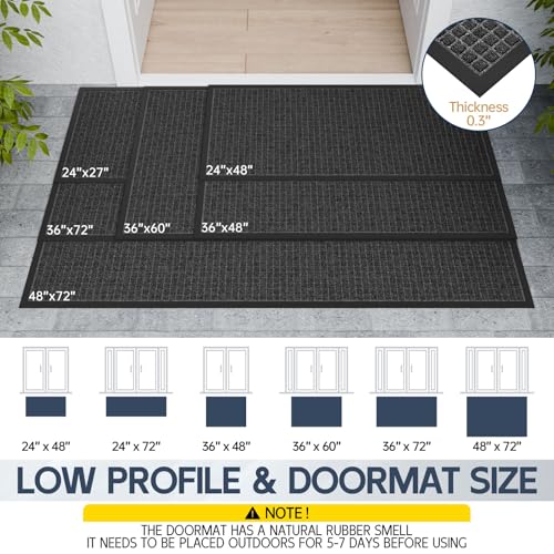 Indoor Outdoor Front Door Mats, 48" x 24" Welcome Floor Mats - color: Gray Squares, size: 2' x 4' (Rectangular)