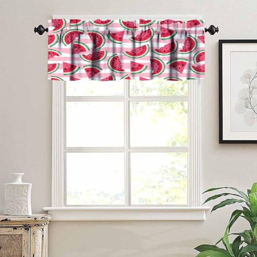 Watermelon Valance Curtains, Pink Summer Fruit Seasonal Rustic Farmhouse Window Curtain Valances for Kitchen Dinning Room Living Room Bedroom 1 Panel, 54x18 Inch - color: Fruit-16, size: 53"W x 18"L (Pack of 1)