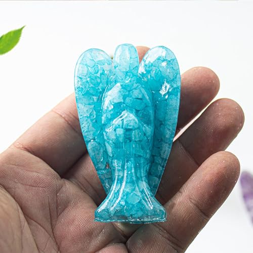 Crystal Angel Figurine, Mini Resin Angel Decor with Natural Gemstone Chips - color: Clear Quartz