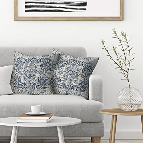 Blue White Ethnic Design Boho Pillow Covers 20x20 Set of 2 - color: Boho-1, size: 20" x 20" (Pack of 2)