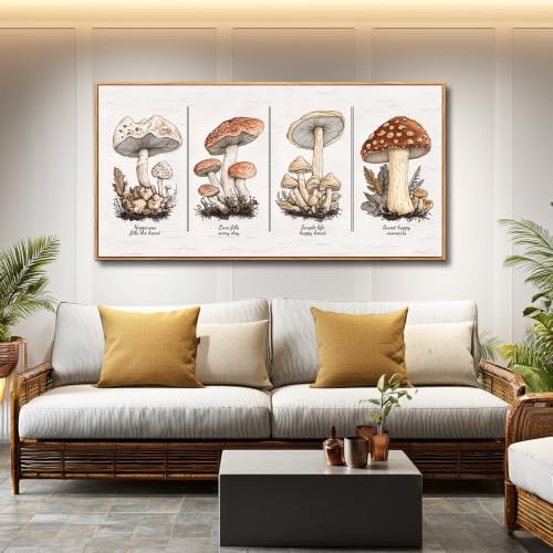 Large Canvas Wall Art for Living Room Wood Framed Wall Decor for Bedroom Modern Office Decorations Wall Abstract Retro Mushroom Painting Pictures Canvas Prints Artwork Home Decor 20x40 in - color: White Red Retro Mushroom Painting, size: 40"L x 20"W