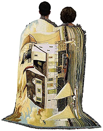 Pure Country Weavers Rockland Breakwater Light Blanket by Charles Wysocki - Early America Coastal Ocean Beach Gift Tapestry Throw Woven from Cotton - Made in the USA (72x54) - color: Rockland Breakwater