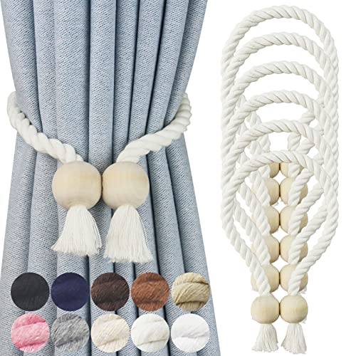 Magnetic Curtain Tiebacks Decorative Tie Back Drapes Holdbacks Nieffeiy - color: Cream