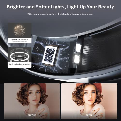 AMIRO 9"LED Makeup Mirror with 10X Magnification,3Colors&6 Brightness,Black - color: Black