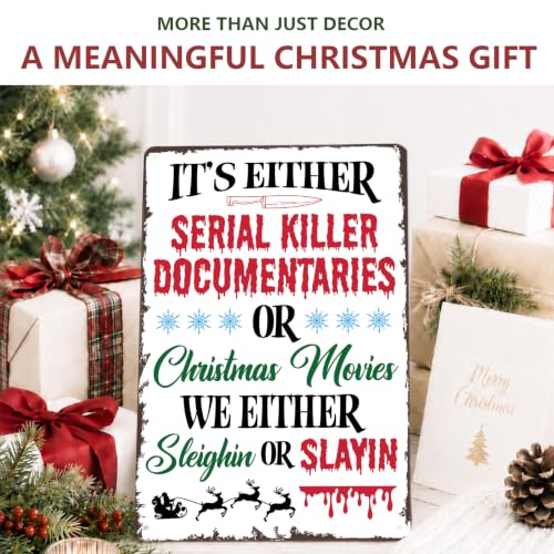 Funny Christmas Movie Metal Sign Xmas Horror Movie Sign Wall Decor