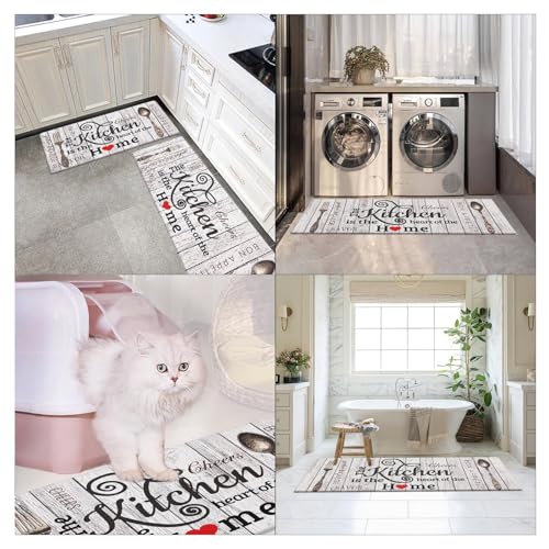 Arttown Anti-Fatigue Kitchen Rug Set of 2, Waterproof Non-Slip, Heart Home - color: Knife Fork Heart Kitchen Mat, size: 17.3 x 47 inch + 17.3 x 29 in