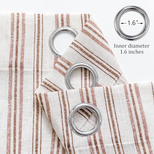 MYSKY HOME Taupe Striped Linen Curtains for Living Room 96 Inches 2 Panels - color: B-taupe, size: 52"W x 96"L (Pack of 2)