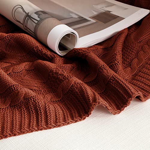 Aormenzy Red Brown Knit Throw Blanket, 50" x 60" - color: Red Brown, size: 50" x 60"
