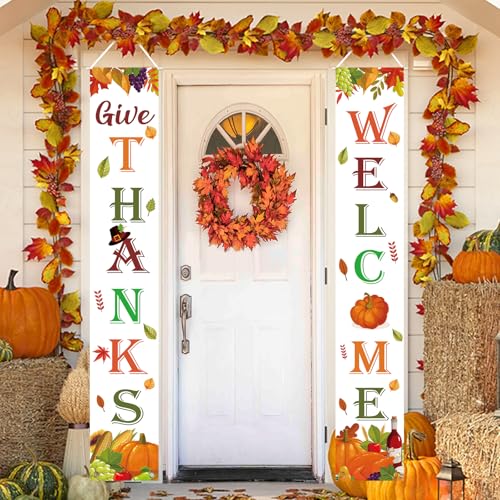 Thanksgiving Decorations Indoor Outdoor GIVE THANKS Banner 72"X12"