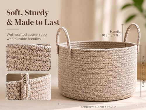 Big Gift Basket Empty Kit, Large Woven Rope Storage Basket, Beige - color: Natural Brown, size: Large