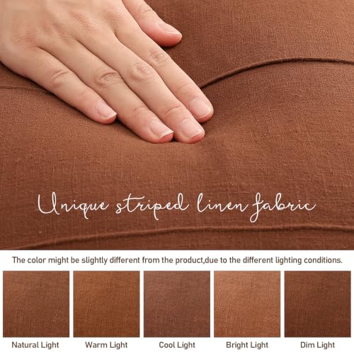 ZWJD Decorative Linen Throw Pillow Covers 20x20 Set of 2 Solid Handcrafted Striped Cushion Covers for Bed Soft Modern Farmhouse Neutral Pillowcase for Couch Bedroom Living Room Home Decor(Rust) - color: Rust, size: 20" x 20" (Pack of 2)