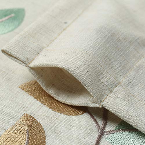 VOGOL Natural Leaf Embroidered Kitchen Valance, 52 x 18 Inches - color: W014