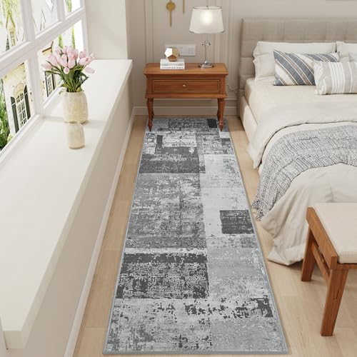 LOCHAS Washable Runner Rugs for Hallway 2x8, Non Slip Entryway Rug Runners - color: Grey, size: 2' x 8'(Runner)