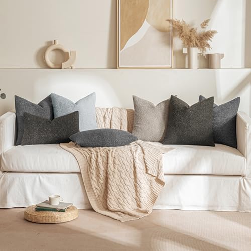 MIULEE Textured Boucle Lumbar Pillow Cover for Bed 12x20 Dark Coffee - color: Dark Coffee, size: 20" x 12" (Pack of 1)