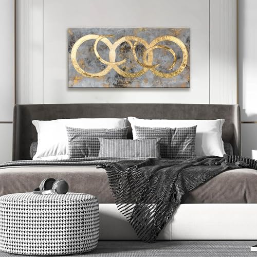 Abstract Gold Circle Wall Art Decor 20"x40" Minimalism Wall Art For Bedroom - color: IU1F, size: 40"L x 20"W