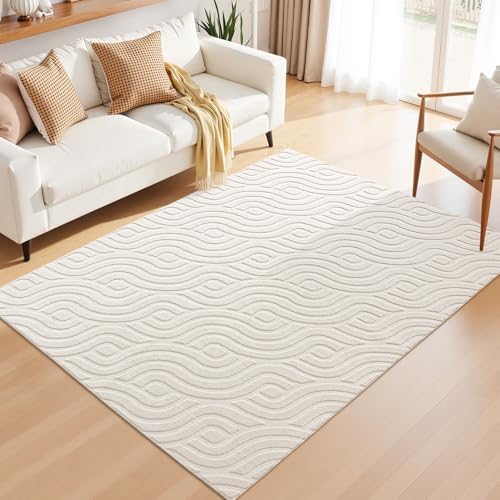 SHACOS 5x7 Soft Area Rugs Fluffy Carpet for Bedroom Living Room Beige - size: 5×7