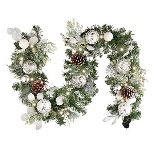 Valery Madelyn 6 Feet Pre-Lit Christmas Garland with Lights Snowy White - color: Snowy White, size: 6 feet