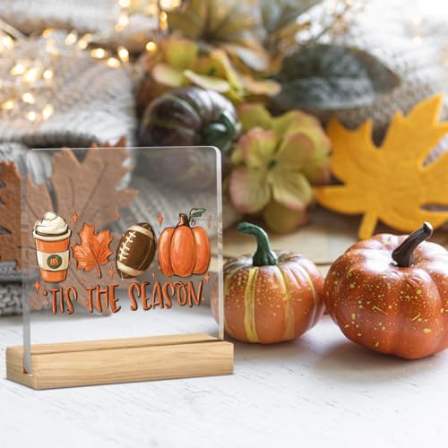 Tis the Season Pumpkin Football Fall Decor Sign - color: Fall07