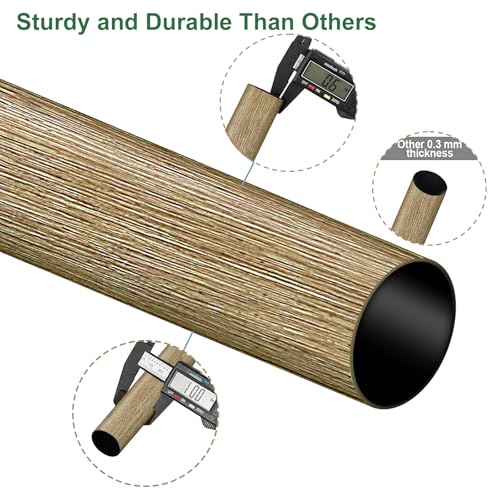 Byondeth Curtain Rods for Windows 16 to 120 Inches Adjustable Length 1 Inch Diameter Window Curtain Rod with Wood Grain Leaf Pattern Finials,for Heavy Duty Curtains Rods - size: 16" to 120"