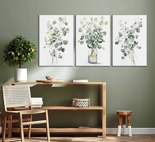 HOMTAI 3Pcs Botanical Canvas Wall Art 16x24Inch - color: Canvas, size: 16L" x 12W"