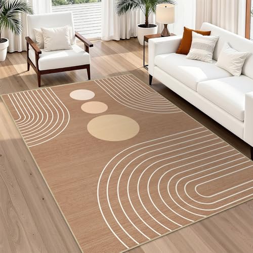 Area Rug 5x7 Boho Modern Geometric Brown Abstract Rug Living Room Washable - color: Camel Brown, size: 7' x 5' (Rectangular)