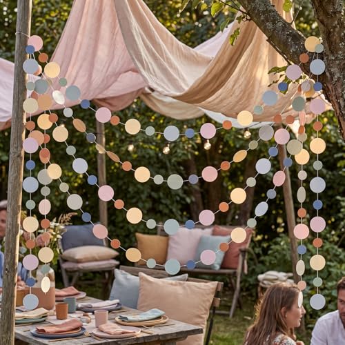 Outus 5 Pieces Dot Garland Banner Hanging, Boho Color - color: Boho Color