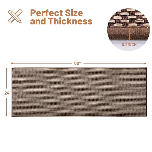 AIMPEAK Kitchen Rugs Non Slip Washable 24x60, Cushioned Rugs for Kitchen Floor, Absorbent Runner Rug Comfort Mats with Rubber Backing for Kitchen, Hallway, Office, Home Brown, 24"x60" - color: Brown, size: 24"x60"