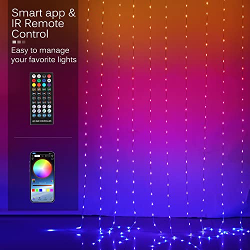 Fairy Curtain Lights 10ft x 10ft,300 LED RGB Color Changing Lights - size: 300-LED RGB 10ft x 10ft