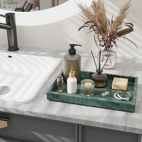 Rectangle Decorative Vanity Tray, 11.8x7.9x1.2 in, Emerald Green - color: Emerald Green