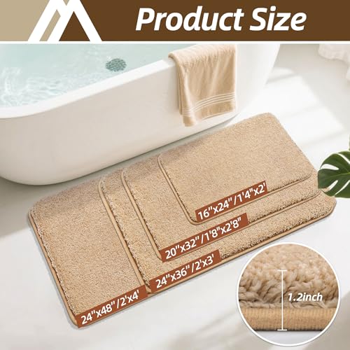 COSYHOMEER Extra Thick Bath Rugs for Bathroom Non Slip Bath Mat 16x24 Beige - color: Beige, size: 1'4" X 2' (Rectangular)