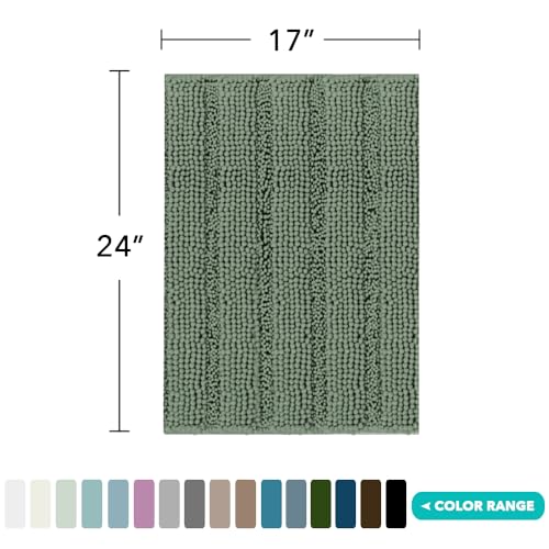 Turquoize Small Bathroom Rug 17x24, Absorbent Chenille Bath Rug, Green Bay - color: Green Bay, size: 17" x 24"