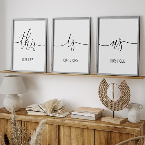Heiple This is Us Wall Decor 11"x14" Framed Wooden Wall Sign for Home Decor Farmhouse Vintage Rustic Living Room Minimalist Family Wall Art (Gray) - color: Gray