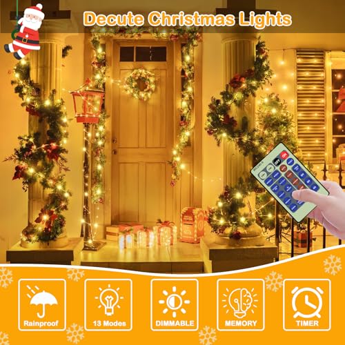 Decute 164FT 500LED Christmas Fairy String Lights Dimmable with Remote Control Copper Wire Starry Lights with UL Cerficated Decorative for Party Wedding Bedroom Christmas Tree Warm White (Pack of 2) - color: Warm White, size: 164 Feet (Pack of 2)