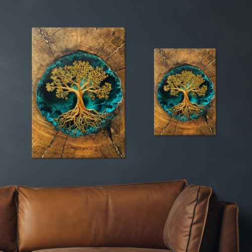 Displate 메탈 포스터 골든 트리 오브 라이프 월 아트 L - size: 26.6"L x 18.9"W, style: 골든 트리 오브 라이프